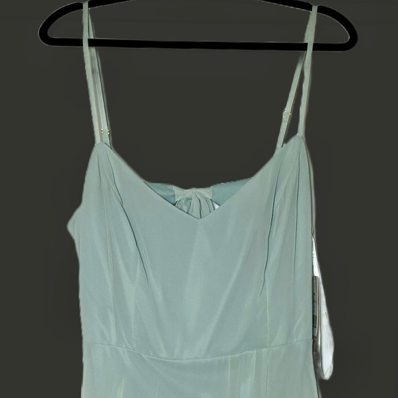 NWT Dessy Collection Tie-Back Cutout Maxi Dress w/ Front Slit, Willow Green, 14R - Picture 7 of 16